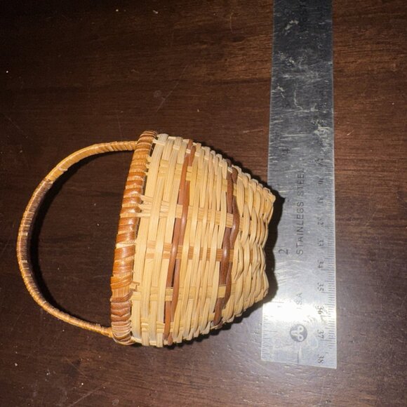 Miniature Mini Hand Woven Handle Basket Vintage Artist Handmade - Picture 7 of 11